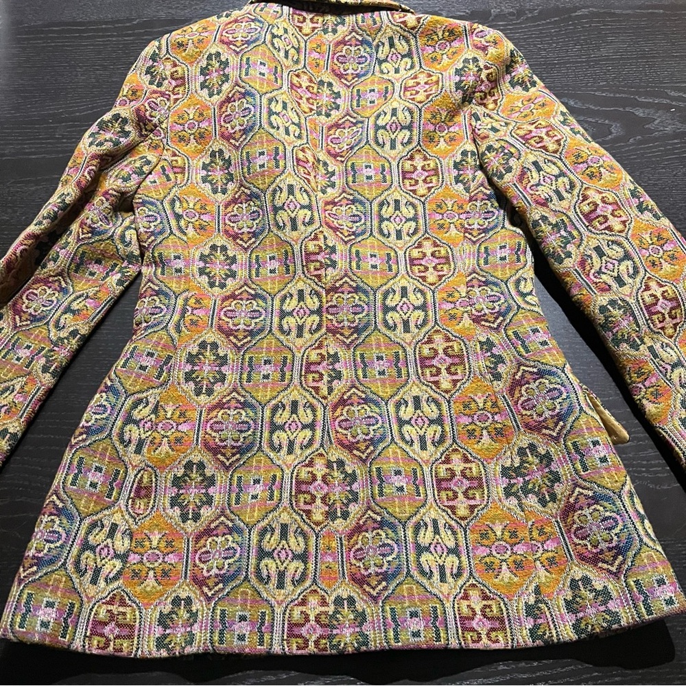 Vintage Multicolor Tapestry Women's Blazer Jacket - Picture 2 of 4